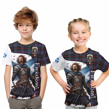 Tartan Vibes Clothing Nairn Crest Tartan Kid T-Shirt Inspired by the Freedom of Scottish Warrior