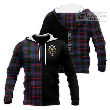 Nairn Tartan Knitted Hoodie with Family Crest and Half Of Me Style Unisex Knitted Pullover Hoodie - Tartan Vibes Clothing