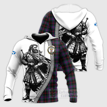 Nairn Tartan Clan Crest Knitted Hoodie with Highlander Warrior Celtic Style Unisex Knitted Pullover Hoodie - Tartan Vibes Clothing