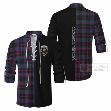 Nairn Tartan Ghillie Kilt Shirt with Family Crest and Half Of Me Style Men - Tartan Vibes Clothing
