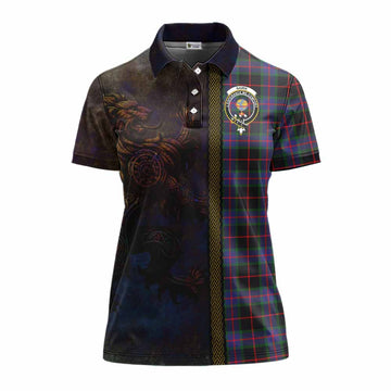 Nairn Tartan Family Crest Women's Polo Shirt Alba Gu Brath Be Brave Lion Ancient Style Women - Tartan Vibes Clothing