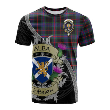 Tartan Vibes Clothing Nairn Tartan Family Crest Cotton T-shirt Lion Rampant Royal Thistle Shield Celtic Inspired