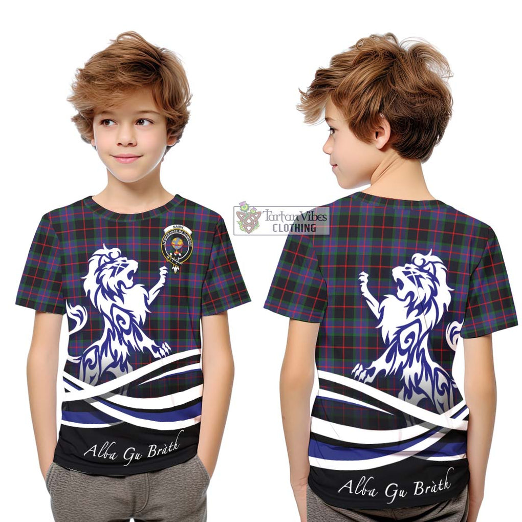 Nairn Tartan Kid T-Shirt with Alba Gu Brath Regal Lion Emblem Youth XL Size14 - Tartan Vibes Clothing