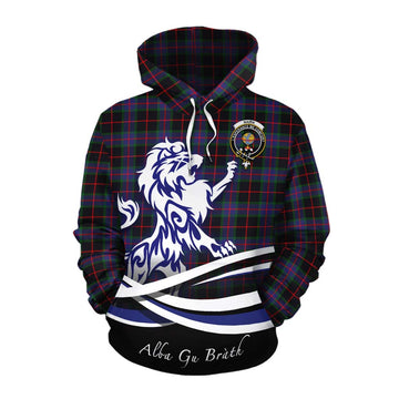 Nairn Tartan Cotton Hoodie with Alba Gu Brath Regal Lion Emblem Pullover Hoodie XS - Tartan Vibes Clothing
