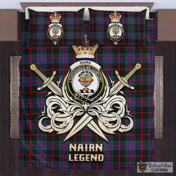 Tartan Vibes Clothing Nairn Tartan Bedding Set with Clan Crest and the Golden Sword of Courageous Legacy