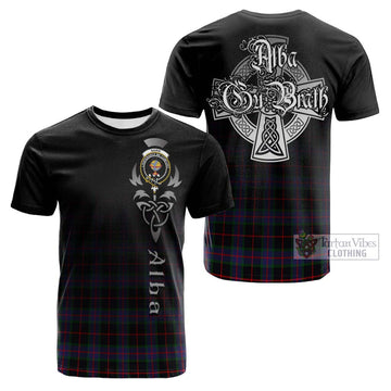Nairn Tartan Cotton T-shirt Featuring Alba Gu Brath Family Crest Celtic Inspired