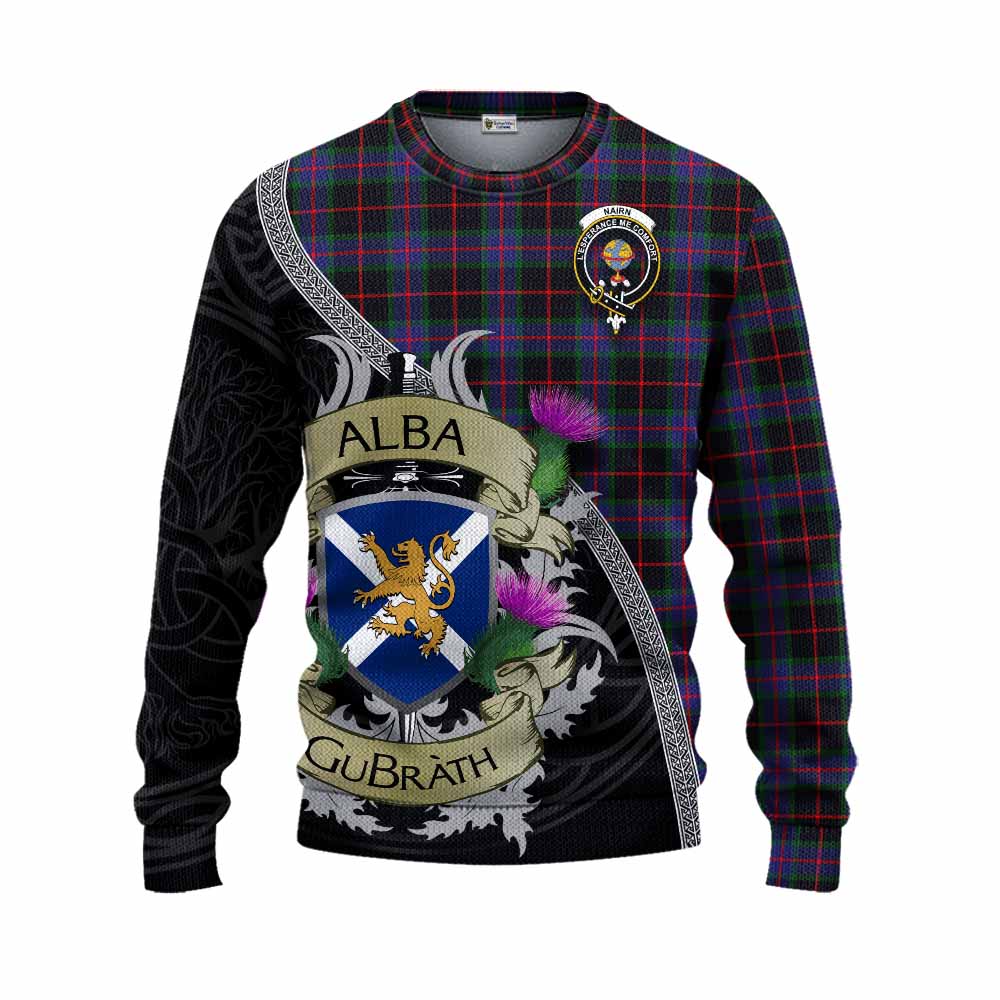 Nairn Tartan Family Crest Knitted Sweater Lion Rampant Royal Thistle Shield Celtic Inspired Unisex - Tartan Vibes Clothing