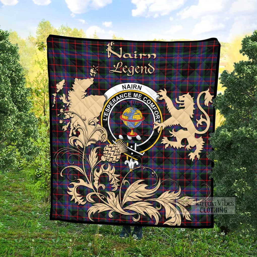 Tartan Vibes Clothing Nairn Tartan Quilt with Family Crest and Scottish Symbol Style