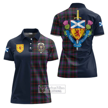 Nairn Tartan Women's Polo Shirt Alba with Scottish Lion Royal Arm Half Style Women - Tartan Vibes Clothing