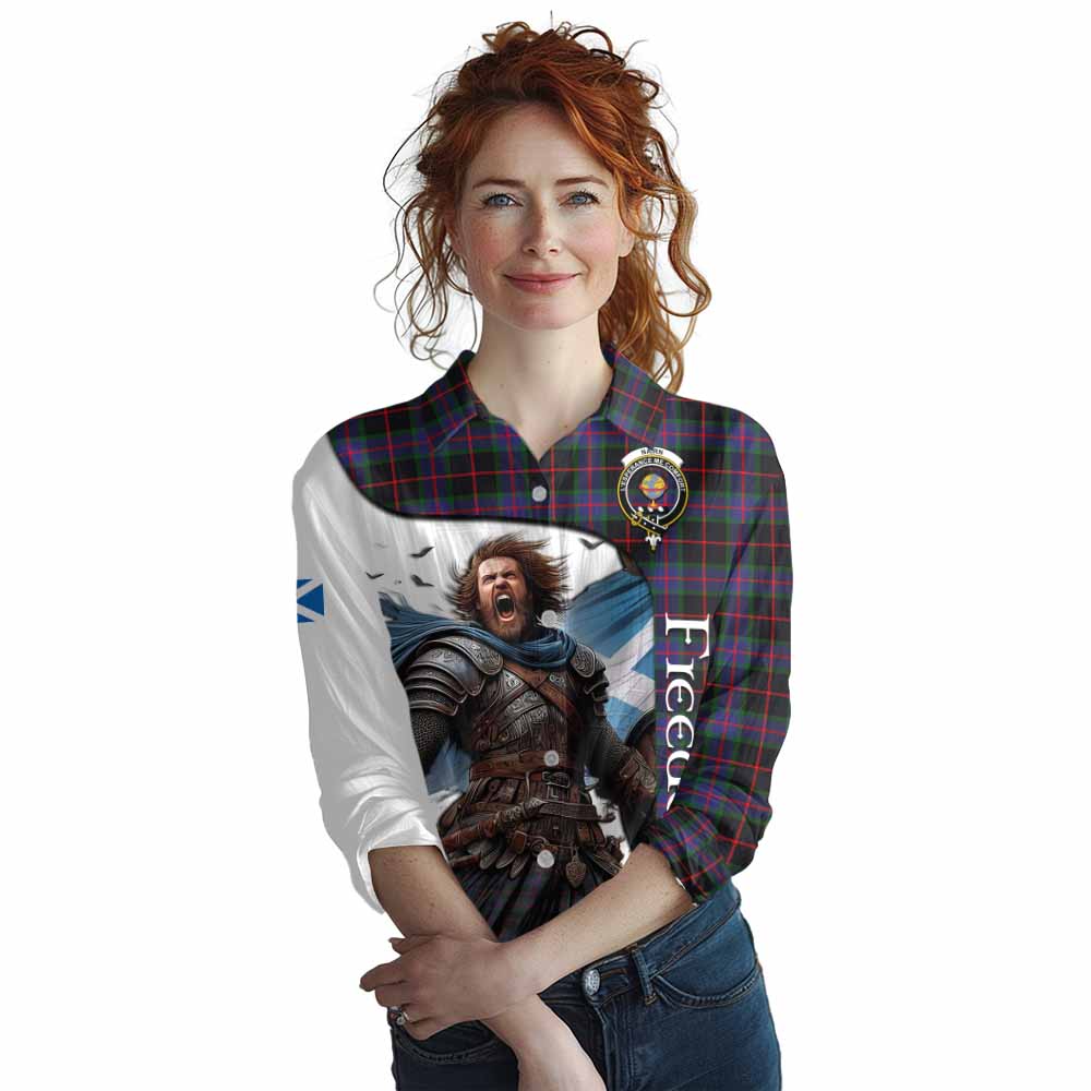 Tartan Vibes Clothing Nairn Crest Tartan Women's Casual Shirt Inspired by the Freedom of Scottish Warrior