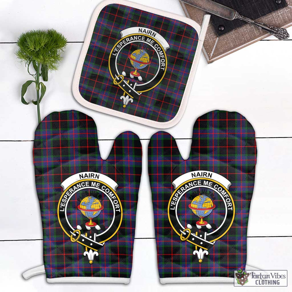 Nairn Tartan Combo Oven Mitt & Pot-Holder with Family Crest White - Tartan Vibes Clothing