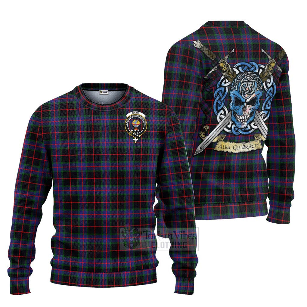 Nairn Tartan Ugly Sweater with Family Crest Celtic Skull Style Unisex - Tartan Vibes Clothing