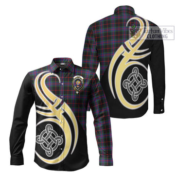 Nairn Tartan Long Sleeve Button Shirt with Family Crest and Celtic Symbol Style Men's Shirt S - Tartan Vibes Clothing