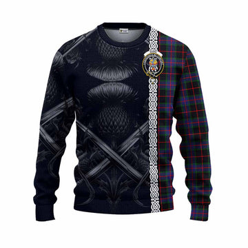 Nairn Tartan Knitted Sweater with Family Crest Cross Sword Thistle Celtic Vibes Unisex - Tartan Vibes Clothing