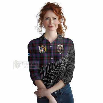 Nairn Crest Tartan Women's Casual Shirt with New Zealand Silver Fern Half Style Female - Tartan Vibes Clothing