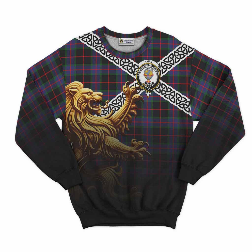 Nairn Crest Tartan Sweatshirt with Golden Lion Emblem Celtic Style Unisex - Tartan Vibes Clothing