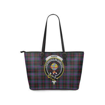 Nairn Tartan Leather Tote Bag with Family Crest - Tartan Vibes Clothing