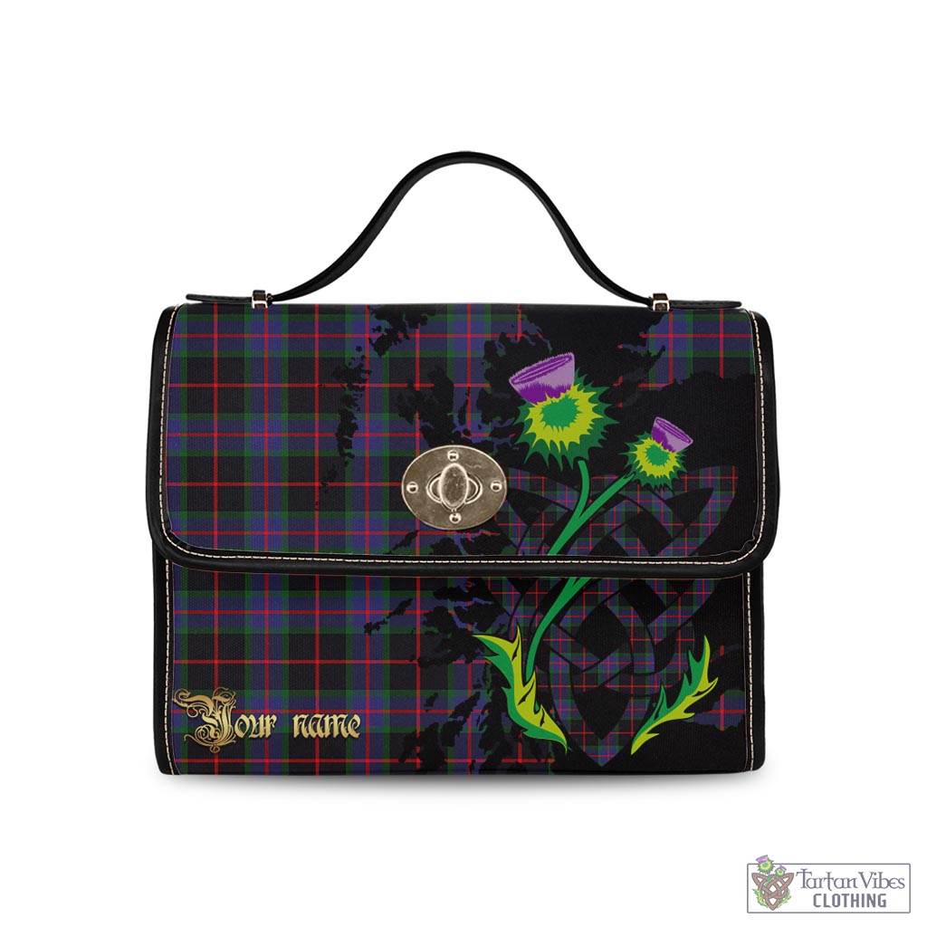 Tartan Vibes Clothing Nairn Tartan Waterproof Canvas Bag with Scotland Map and Thistle Celtic Accents