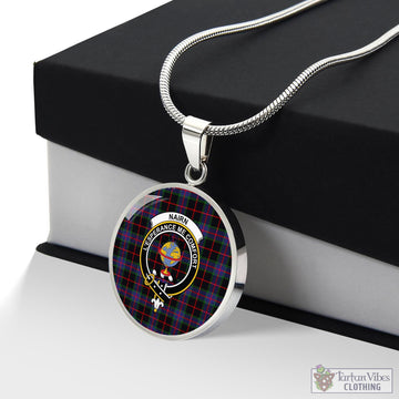 Nairn Tartan Circle Necklace with Family Crest