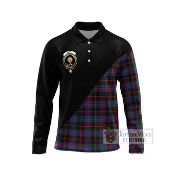 Nairn Tartan Long Sleeve Polo Shirt with Family Crest and Military Logo Style Unisex - Tartan Vibes Clothing