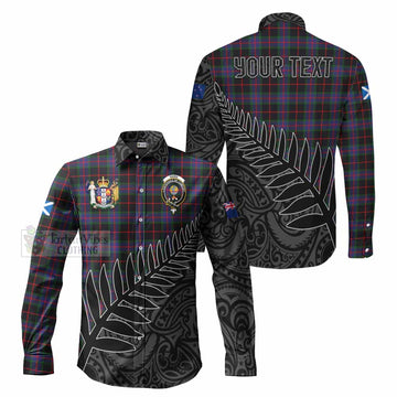 Tartan Vibes Clothing Nairn Crest Tartan Long Sleeve Button Shirt with New Zealand Silver Fern Half Style