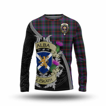 Nairn Tartan Family Crest Long Sleeve T-Shirt Lion Rampant Royal Thistle Shield Celtic Inspired Unisex - Tartan Vibes Clothing