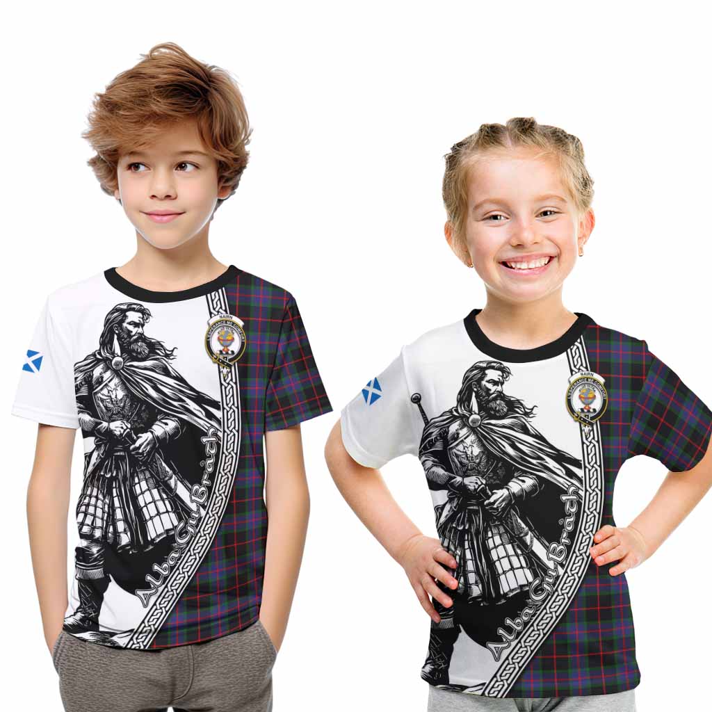 Nairn Tartan Clan Crest Kid T-Shirt with Highlander Warrior Celtic Style Youth XL Size14 - Tartan Vibes Clothing
