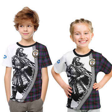 Nairn Tartan Clan Crest Kid T-Shirt with Highlander Warrior Celtic Style Youth XL Size14 - Tartan Vibes Clothing