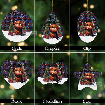 Nairn Tartan Christmas Aluminium Ornament with Adorable Highland Coo Aluminium - Tartan Vibes Clothing