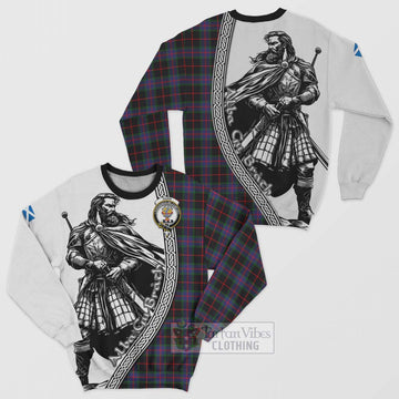 Nairn Tartan Clan Crest Sweatshirt with Highlander Warrior Celtic Style Unisex - Tartan Vibes Clothing