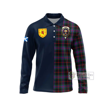 Nairn Tartan Long Sleeve Polo Shirt Alba with Scottish Lion Royal Arm Half Style Unisex - Tartan Vibes Clothing