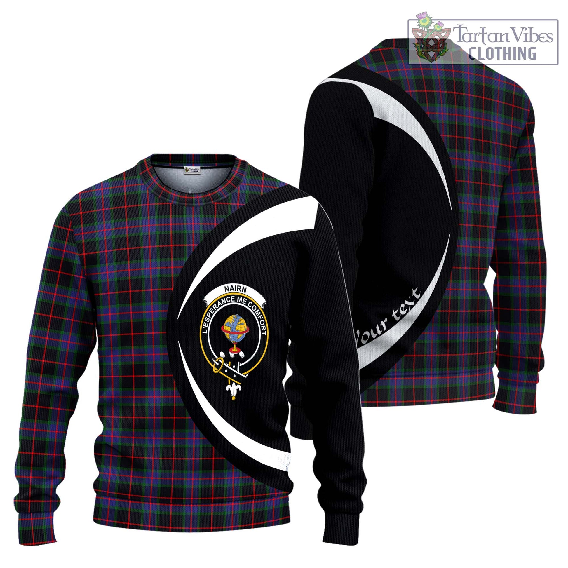 Nairn Tartan Ugly Sweater with Family Crest Circle Style Unisex - Tartan Vibes Clothing