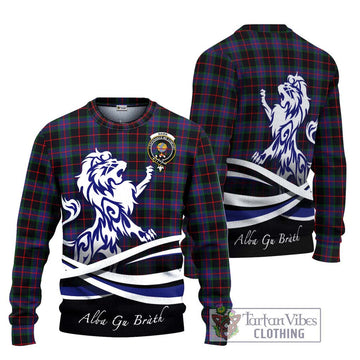Nairn Tartan Ugly Sweater with Alba Gu Brath Regal Lion Emblem Unisex - Tartan Vibes Clothing
