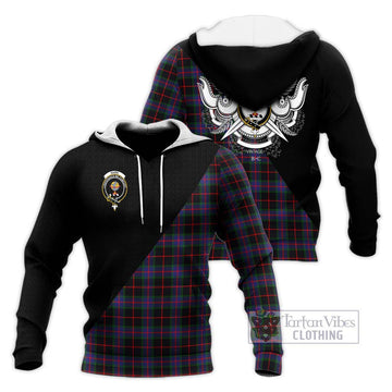 Nairn Tartan Knitted Hoodie with Family Crest and Military Logo Style Unisex Knitted Pullover Hoodie - Tartan Vibes Clothing