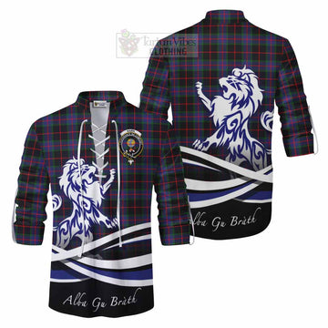 Nairn Tartan Ghillie Kilt Shirt with Alba Gu Brath Regal Lion Emblem Men - Tartan Vibes Clothing
