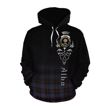 Tartan Vibes Clothing Nairn Tartan Cotton Hoodie Featuring Alba Gu Brath Family Crest Celtic Inspired
