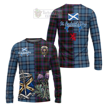 Nairn Tartan Long Sleeve T-Shirt Happy St. Andrew's Day Half Tartan Style Unisex - Tartan Vibes Clothing