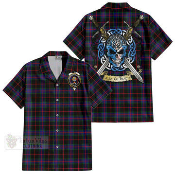 Nairn Tartan Hawaiian Shirt with Family Crest Celtic Skull Style Kid - Tartan Vibes Clothing