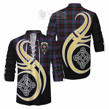 Nairn Tartan Ghillie Kilt Shirt with Family Crest and Celtic Symbol Style Men - Tartan Vibes Clothing