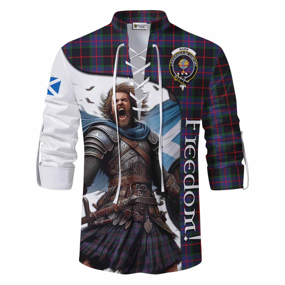 Tartan Vibes Clothing Nairn Crest Tartan Ghillie Kilt Shirt Inspired by the Freedom of Scottish Warrior