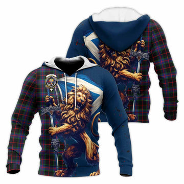 Nairn Tartan Family Crest Knitted Hoodie with Scottish Majestic Lion Unisex Knitted Pullover Hoodie - Tartan Vibes Clothing