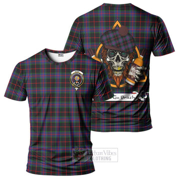 Nairn Tartan T-Shirt with Family Crest and Bearded Skull Holding Bottles of Whiskey Kid's Shirt - Tartan Vibes Clothing