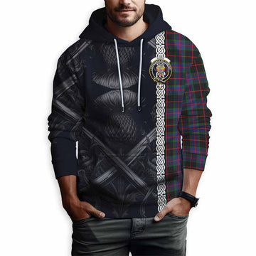 Nairn Tartan Hoodie with Family Crest Cross Sword Thistle Celtic Vibes Pullover Hoodie - Tartan Vibes Clothing
