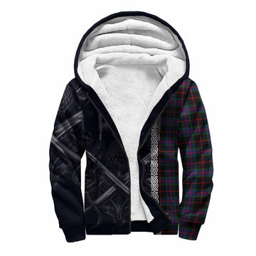 Nairn Tartan Sherpa Hoodie with Family Crest Cross Sword Thistle Celtic Vibes Unisex S - Tartan Vibes Clothing
