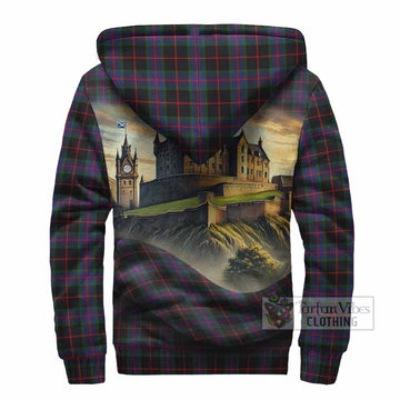 Nairn Tartan Family Crest Sherpa Hoodie with Scottish Ancient Castle Style - Tartan Vibes Clothing