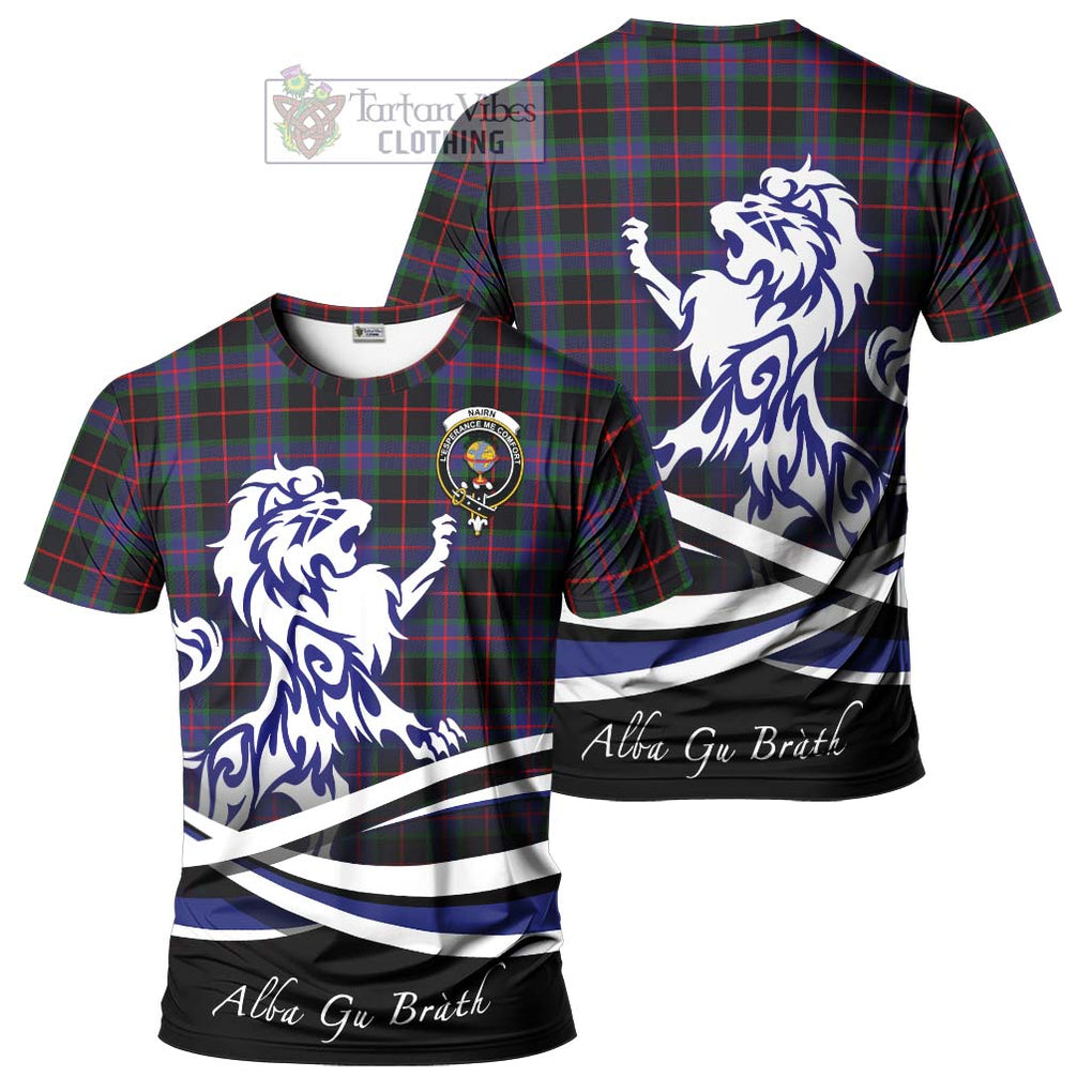 Nairn Tartan Cotton T-shirt with Alba Gu Brath Regal Lion Emblem Women's Shirt - Tartan Vibes Clothing