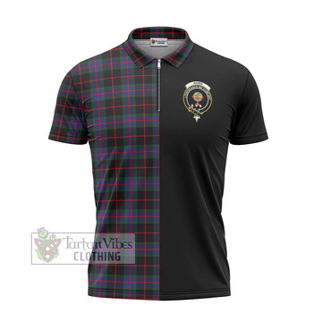 Nairn Tartan Zipper Polo Shirt with Family Crest and Half Of Me Style - Tartan Vibes Clothing