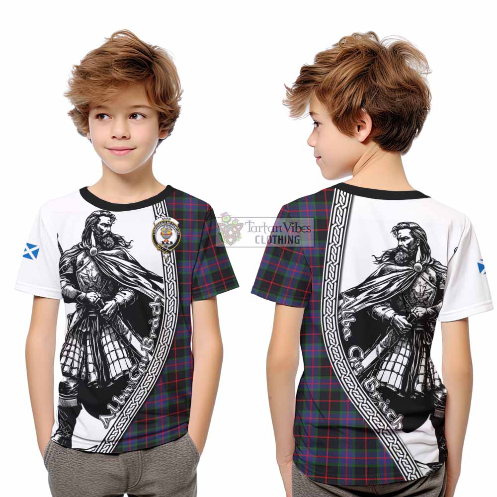 Nairn Tartan Clan Crest Kid T-Shirt with Highlander Warrior Celtic Style - Tartan Vibes Clothing