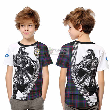 Nairn Tartan Clan Crest Kid T-Shirt with Highlander Warrior Celtic Style - Tartan Vibes Clothing
