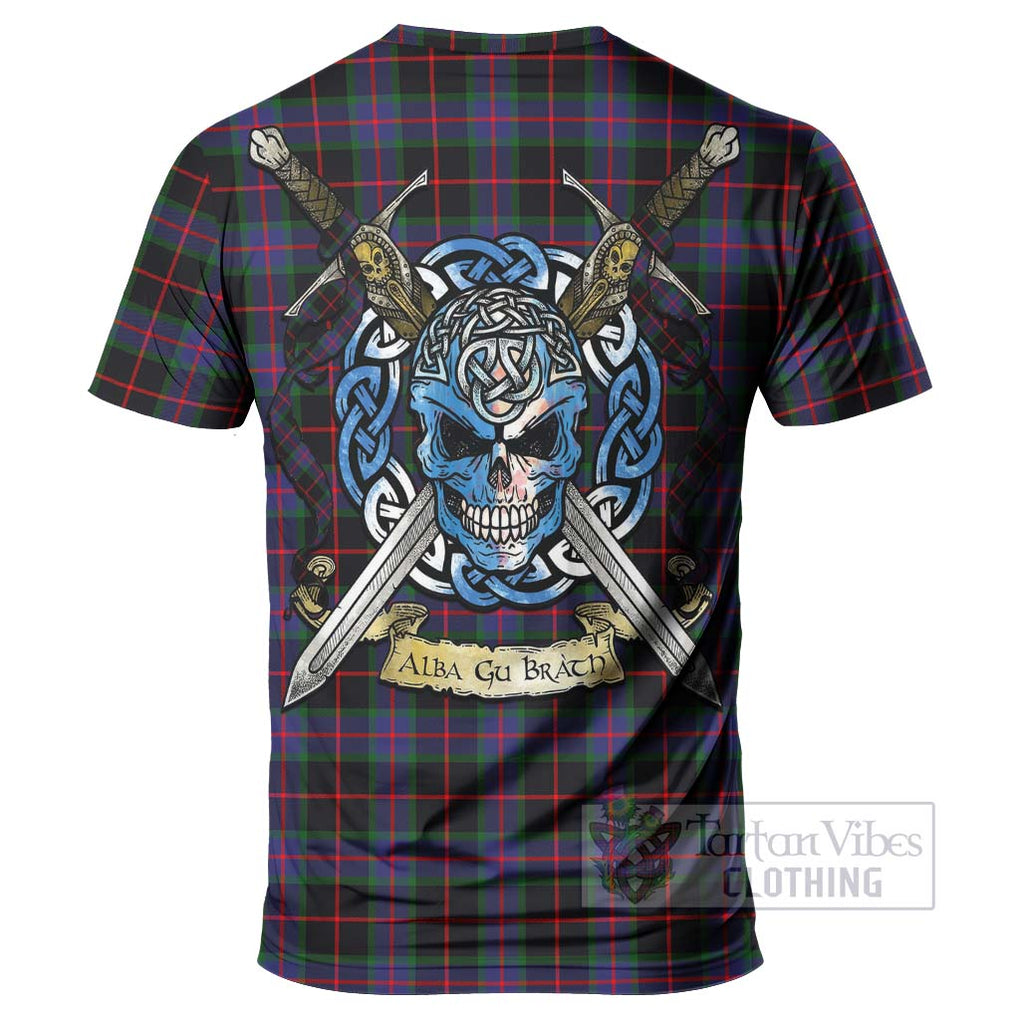 Nairn Tartan T-Shirt with Family Crest Celtic Skull Style - Tartan Vibes Clothing